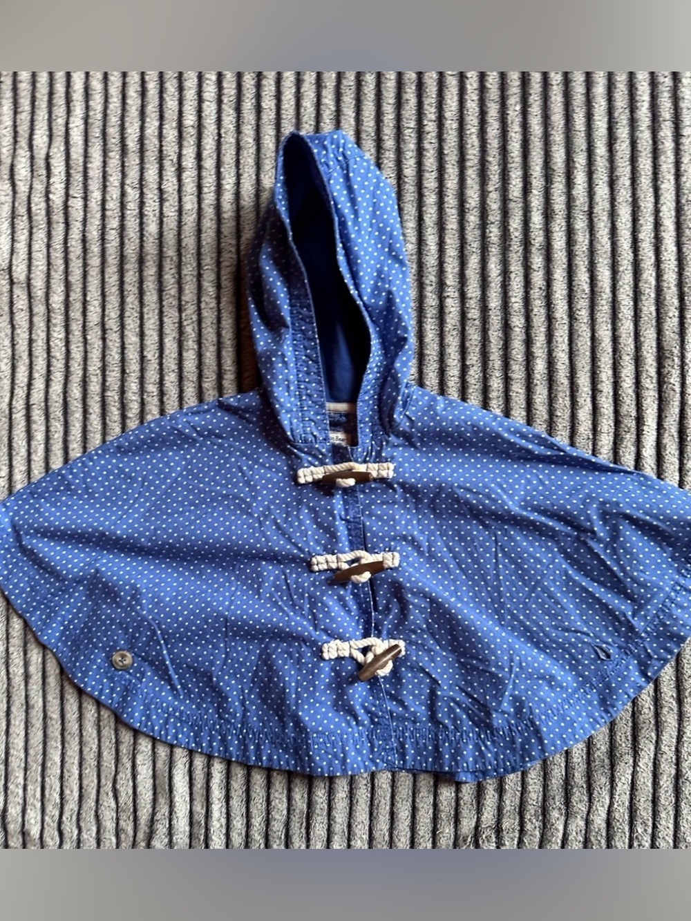 Kids Blue Polka Dot Hooded Poncho Jacket - GAP 18-24 month